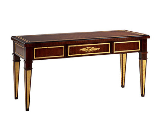 Elegant Brown and Gold Writing Desk: A Timeless Classic – High-quality home furnishing